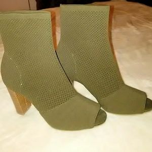Olive open toed heels